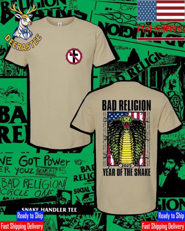 Bad Religion 2025 Year Of The Snake With US Flag Two Sided Unisex T-Shirt