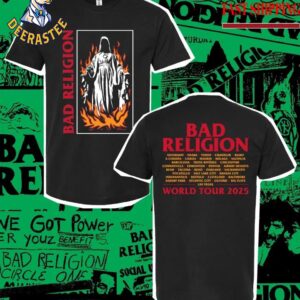 Bad Religion Burn Devil With List Of Cities World Tour 2025 Two Sided Unisex T-Shirt