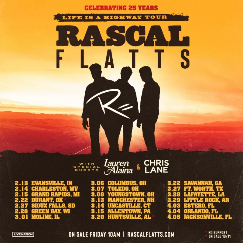 Celebrating 25 Years Rascal Flatts 2025 Life Is A Highway Tour