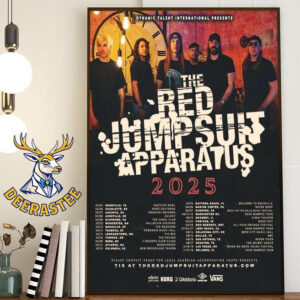 Dynamic Talent International Presents The Red Jumpsuit Apparatus 2025 Tour Dates List Home Decor Poster Canvas