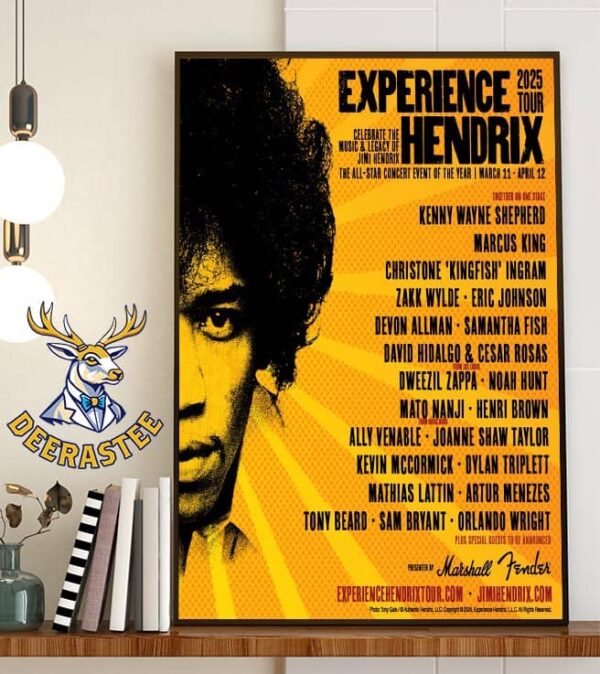 Experience Hendrix 2025 Tour Celebrate The Music And Legacy Of Jimi Hendrix The All-Star Concert Event Of The Year On March 11 Aprril 12 Home Decor Poster Canvas