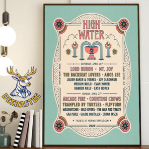 High Water Festival Lineup At Riverfront Park In North Charleston SC On April 26-27 2025 Home Decor Poster Canvas