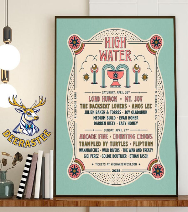 High Water Festival Lineup At Riverfront Park In North Charleston SC On April 26-27 2025 Home Decor Poster Canvas