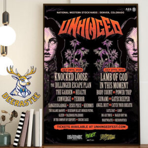 Knocked Loose And Lamb Of God Headline Inaugural Unhinged Festival At National Western Stockyards Denver Colorado On July 26- 27 2025 Home Decor Poster Canvas