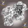 The Beatles Tropical Flowers Black And White Hawaiian Shirt