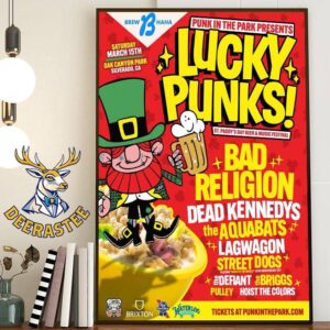 Punk In The Park Presents Lucky Punks St. Paddy’s Day Beer And Music Festival At Oak Canyon Park Silverado CA On March 15th 2025 Home Decor Poster Canvas