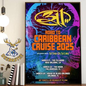 The 311 Band Road To Caribbean Cruise 2025 Tour With Special Guests Sitting On Saturn Home Decor Poster Canvas