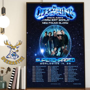 The Offspring Supercharged Worldwide In 2025 Dates List In North America With Special Guests Jimmy Eat World And New Found Glory Home Decor Poster Canvas