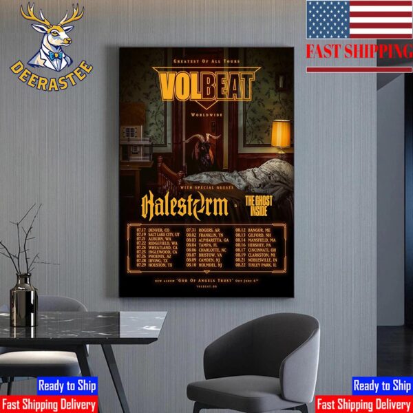 Volbeat Greatest Of All Tours Worldwide For US With Special Guests The Ghost Inside And Halestorm On July 2025 Home Decor Poster Canvas